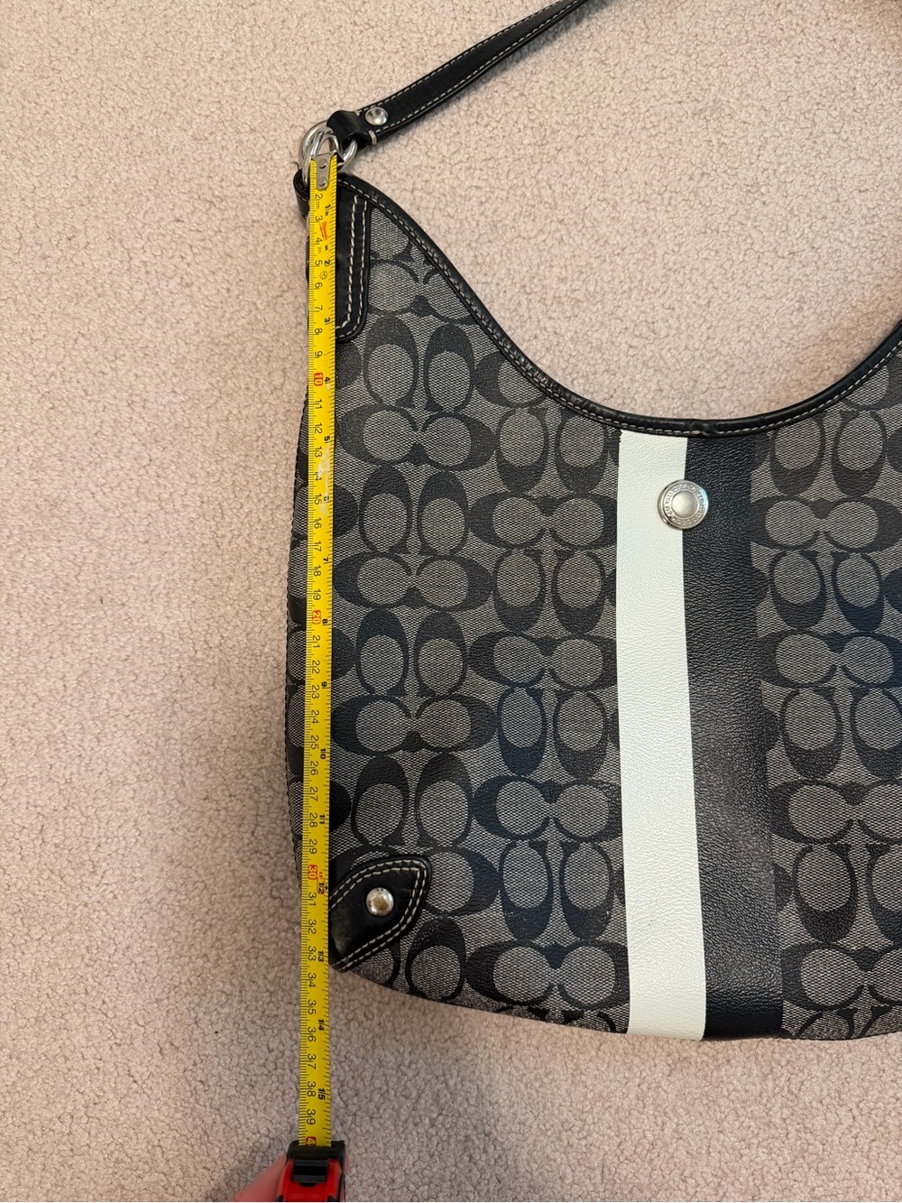 Coach Signature Stripe Hobo Shoulder Bag - Picture 12 of 12